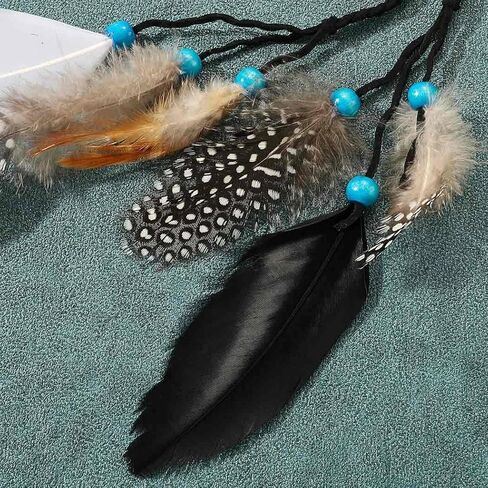 GORTIN بوهو ريشة عصابات الغجر الهبي عقال ريشة هندية خوذة مهرجان حزب أغطية الرأس الشعر التبعي للنساء والفتيات in Kuwait