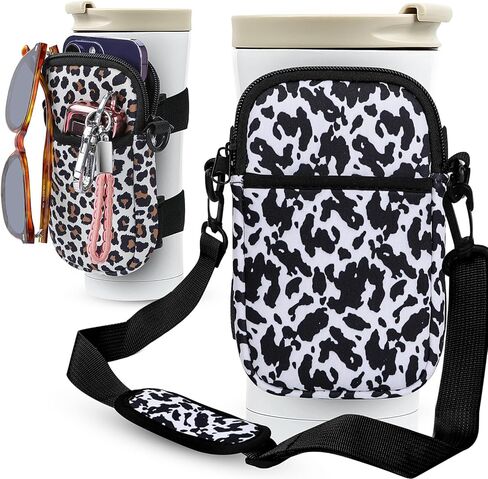 2 حزمة من أكياس زجاجات المياه ستانلي للمغامرة 20 أونصة/30 أونصة/40 أونصة بهلوان قابل للتعديل على الكتف وحزام اليد حقيبة جيب لكأس ستانلي ملحقات الصالة الرياضية للرجال والنساء in Kuwait