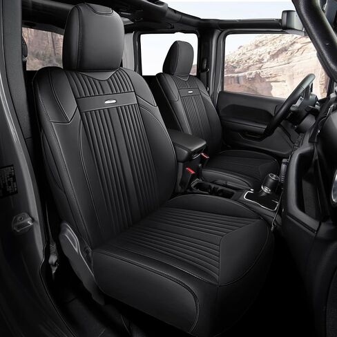FREESOO مخصص مناسب لأغطية مقاعد جيب رانجلر مجموعة كاملة من 4 أبواب JL إكسسوارات Rubicon Sahara Sport S Altitude Willys Unlimited 2024 2023 2018-2022، بدون حامل أكواب خلفي (أسود) in Saudi Arabia