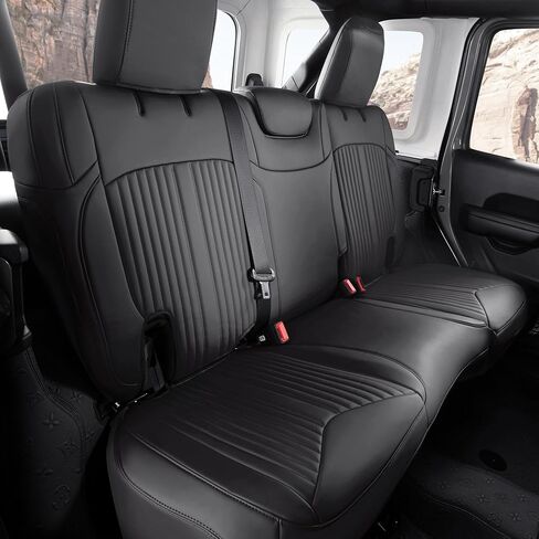 FREESOO مخصص مناسب لأغطية مقاعد جيب رانجلر مجموعة كاملة من 4 أبواب JL إكسسوارات Rubicon Sahara Sport S Altitude Willys Unlimited 2024 2023 2018-2022، بدون حامل أكواب خلفي (أسود) in Saudi Arabia