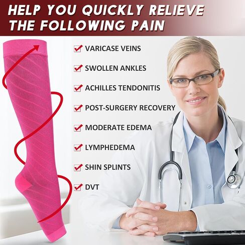 Ailaka Knee High Compression Socks for Men Women, 20-30 mmHg Firm Graduated Support Stocking Open Toe Varicose Veins Socks for Travel, Flight, Pregnancy, Recovery in Saudi Arabia