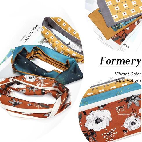 وشاح وضع بحافة من الساتان مزين بالزهور من السابق وشاح أصفر على شكل زهرة حريرية أفريقية لفافات رأس شعر مستعار بحافة قابلة للوضع للنساء والفتيات (3 قطع) in Kuwait