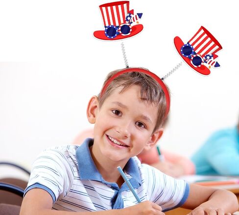 6 قطع من عصابات رأس الرابع من يوليو، عصابات رأس وطنية للنساء، عصابات رأس على شكل نجمة حمراء وبيضاء وزرقاء، ملحقات الحفلات ذات طابع يوم الاستقلال in Kuwait