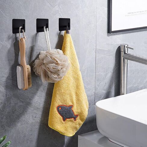 Black Adhesive Wall Hooks for Hanging Heavy Duty 15lb(Max) Towel Hooks Waterproof Oilproof 304 Stainless Steel Self Adhesive Hooks, Bathroom Kitchen Sticky Hooks, 4 Pack in Saudi Arabia