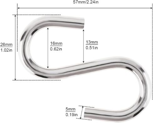 12 Pack 2.2" S Hooks for Hanging Heavy Duty M5 Stainless Steel Metal S Shaped Hooks in Saudi Arabia