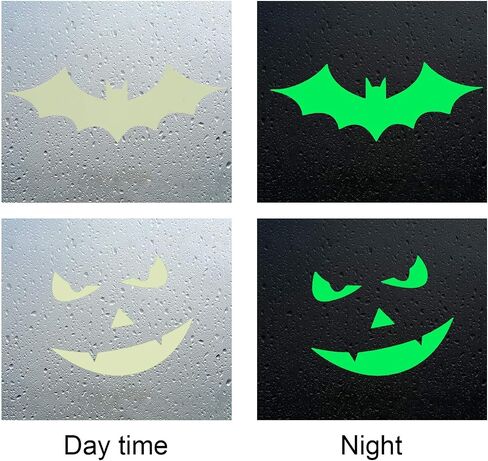 5 Sheets Glow in The Dark Halloween Decals Luminous Halloween Stickers Removable Ghost Bat Moon Peeping Eye Wall Decor Glowing Window Clings for Scary Halloween Theme Party Decorations in Saudi Arabia