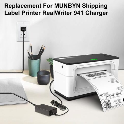شاحن محول تيار متردد HKY 24 فولت 65 وات لطابعة ملصقات MUNBYN P941 PAC090M ITPP941 MU-ITPP941-US P129 ITPP129، Rollo X1038 X1030 X1040، NETUM NT-8006، JIOSE J500، BEEPRT/JADENS سلك إمداد الطاقة للطابعة الحرارية in Saudi Arabia