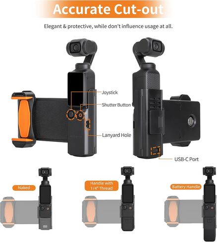 مجموعة حامل الهاتف DJI Pocket 3 ملحقات توسيع مع فتحة خيط 1/4 بوصة، حامل الهاتف المحمول متوافق مع حامل ثلاثي القوائم وقضيب تمديد لحامل الهاتف DJI Osmo Pocket 3 مع واجهة الحذاء البارد in Saudi Arabia
