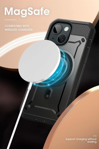 حافظة SUPCASE لهاتف iPhone 15 Plus مع حامل، [متوافقة مع MagSafe] [واقي شاشة مدمج ومشبك حزام] [حماية من السقوط من الدرجة العسكرية] حافظة هاتف مغناطيسية لهاتف iPhone 15 Plus، أسود in Saudi Arabia