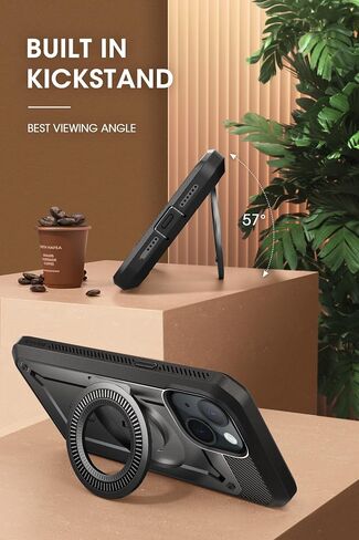 حافظة SUPCASE لهاتف iPhone 15 Plus مع حامل، [متوافقة مع MagSafe] [واقي شاشة مدمج ومشبك حزام] [حماية من السقوط من الدرجة العسكرية] حافظة هاتف مغناطيسية لهاتف iPhone 15 Plus، أسود in Saudi Arabia