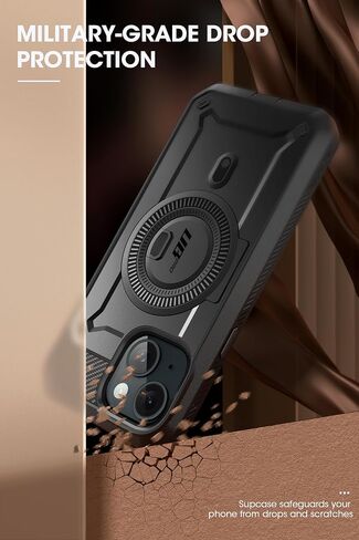 حافظة SUPCASE لهاتف iPhone 15 Plus مع حامل، [متوافقة مع MagSafe] [واقي شاشة مدمج ومشبك حزام] [حماية من السقوط من الدرجة العسكرية] حافظة هاتف مغناطيسية لهاتف iPhone 15 Plus، أسود in Saudi Arabia