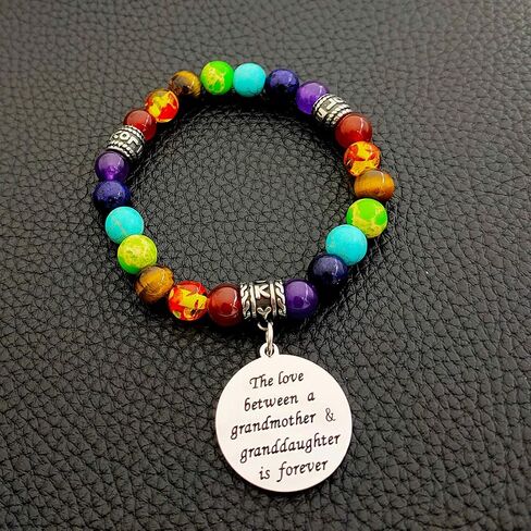 Grandma Birthday Gifts Chakra Healing Beads Bracelets from Granddaughter Grandmother Expandable Bangle for Women Christmas Jewelry in Saudi Arabia