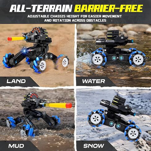 RC Tank Car with Drift,Hand Gesture Control Dual Mode Stunt Truck with Light, Spray and Music, 2.4Ghz Free Deformation Remote Control Fighting Bullets Vehicle for Kids in Kuwait
