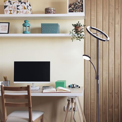 مصباح أرضي WENYU، مصباح LED حديث قائم مع ضوء للقراءة، مصباح عمود قابل للتدوير مع جهاز تحكم عن بعد وتحكم باللمس لغرفة المعيشة وغرفة النوم والمكتب in Kuwait