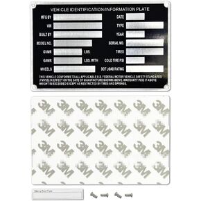 Vin Plates for Trailers Replacement Vin Plate Vin Number Plate for Trailer Trailer Plate Vin Tags Serial Number Plate Vehicle Identification/Information Plate Data TAG Blank Model VIN