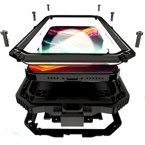 for iPhone 15 Pro max Case Heavy Duty Protection with Built in Lens Screen Protector Rugged Stand 360 Full Body Military Grade Metal Bumper Phone Cases Men Armor Black