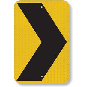 SmartSign 18 x 12 inch Chevron Right Arrow MUTCD-Compliant Metal Sign, 63 mil Aluminum, 3M Laminated High-Intensity Grade Reflective Material, Black and Yellow