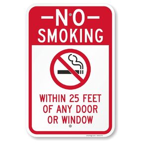 SmartSign “No Smoking Within 25 Feet of Any Door or Window" Sign | 12" x 18" 3M Diamond Grade Reflective Aluminum