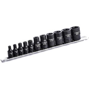 eHomeA2Z 11 Pc E-Torx Female Star Socket Set CR-V Steel E4 - E20 Drop Forged Black Phosphate Finish (Black Phosphate)