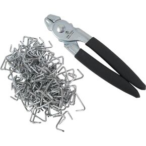 Hog Ring Pliers & 150 Galvanized Hog Rings, Professional Upholstery Installation Kit