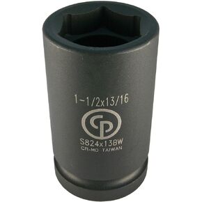 Chicago Pneumatic S824X13BW - 1 Inch Square Drive, 1-1/2 x 13/16 Inch, Combination Budd Wheel, Impact Socket, Black