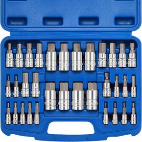 Mayouko 33PCS Master Hex Allen Bit Socket Set, S2 & Cr-V Steel, SAE and Metric, 5/64-Inch to 3/4-Inch, 2mm to 19mm