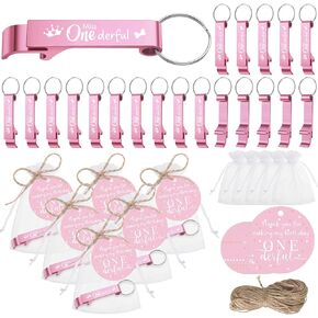 50 Sets First Birthday Party Favors Includes Little Miss Onederful Bottle Opener Keychains 1st Birthday Favors Tags and Gift Bags 1 Year Old Party Favors for Guests Return Gift