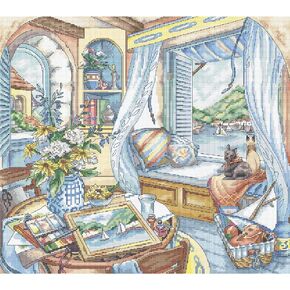 Letistitch Counted Cross Stitch kit Window Seat 33x29cm, DIY