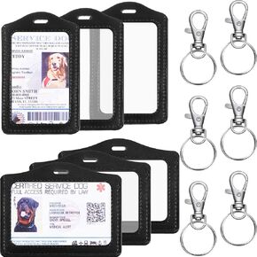 Gueevin 6 Pieces Service Dog ID Holder Badge Waterproof Holders with Clip Plastic Service Animals Tag Card Slot Pet Supplies, Horizontal and Vertical