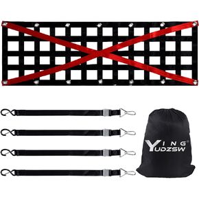 Truck Tailgate Net 84"x20" Extendable Durable Heavy Duty Tailgate Cargo Net for Truck Bed with 4 Adjustable Buckle Straps Suitable for Pickup, Truck, Trailer, Boat, SUV