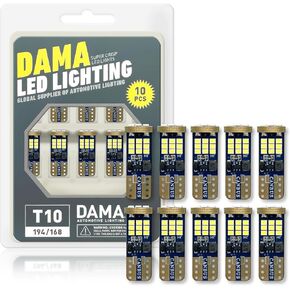 DAMA ECO 194 T10 Wedge LED Light Bulbs CANbus Error Free 6000K 27SMD 2016 Chipsets 12V 2.65W | Pack of 10