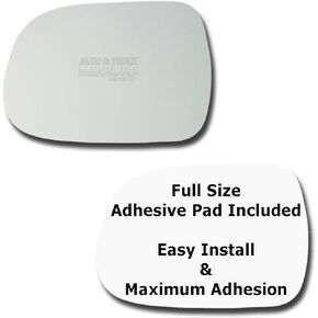 Mirror Glass + Full Size Adhesive Pad for 2005-2011 Toyota Tacoma Driver Side Replacement (2005 2006 2007 2008 2009 2010 2011 05 06 07 08 09 10 11)