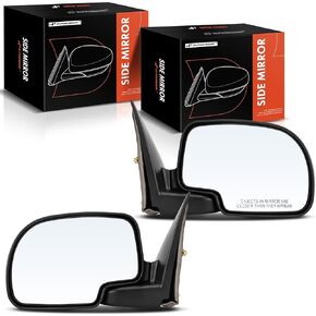 A-Premium Pair (2) Driver and Passenger Manual Door Mirror - Compatible with Chevy, GMC & Cadillac - Silverado, Suburban, Avalanche, Tahoe, Sierra, Yukon, Escalade - 99-07 - Non-Heated Manual Folding