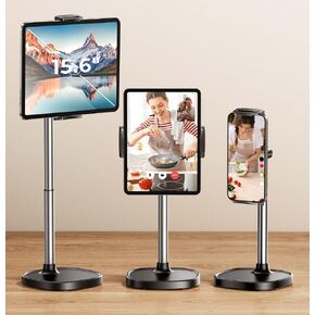 Height Adjustable Tablet Stand for Desk, Tablet Holder 360° Rotation: Desktop Tablet Accessories for 4.7-15.6" Tablet Like iPad Pro 13, 11, 9.7, 10.5, Air Mini 2 3 4, Kindle, Monitor, Nexus, E-Reader