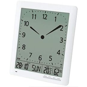 Franklin CL-1 Large Format 10" Atomic Digital-Analog Wall Clock with Day/Date, Temperature and Humidity White
