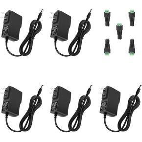 5V 1A Power Supply Adapter DC 5V 1000mA Power Cord AC/DC Charger AC 100V-240V to DC 5 Volt 1Amp 0.5A for Security Camera Baby Monitor Graco Swing TV Box Raspberry Pi USB Type C (5 Pack)