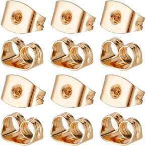 Beebeecraft 1 Box 100Pcs Butterfly Ear Nuts 18K Gold Plated Brass Friction Earring Backs for Stud Earrings