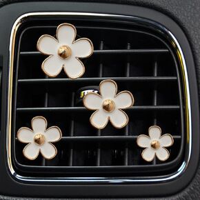 4 Pieces Daisy Flower Air Vent Clip Car Air Freshener Charm Colorful Car Interior Accessories for Girls Women（Black）