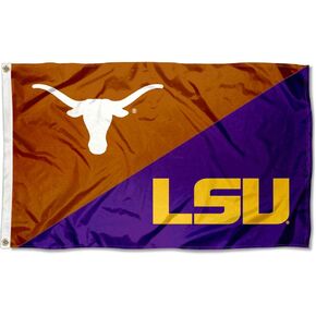 Split Texas vs LSU Tigers House Divided 3x5 Flag