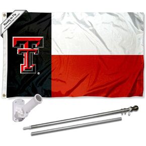 Texas Tech Red Raiders State Flag with Pole and Bracket Complete Set