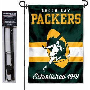 Green Bay Packers Throwback Retro Vintage Garden Flag and Flagpole Mount