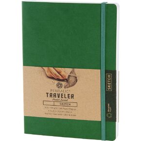 Pentalic 6" x 8" Pocket Sketchbook Traveler Journal, 160 Pages, Green