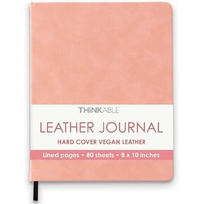 THiNKABLE Blue Journal Notebook, Lined Faux Leather Journal for Writing, Hard Cover 8.25x10.25 inches, Pretty Notebook For Work, Pastel Notebook for Office