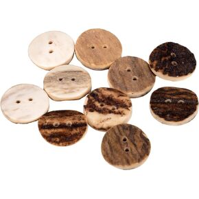 Natural Round Shape Deer, Elk Antler Buttons 3 Sizes 5pieces (25 mm (0.98 inch))