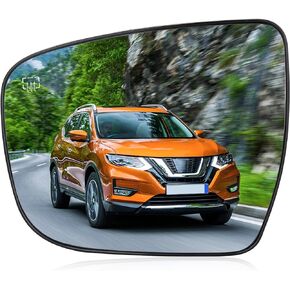 Driver Left Side Heated Mirror Glass without Adapter Cable for Nissan Rogue 2014 2015 2016 2017 2018,Replacement for 963664BA1A