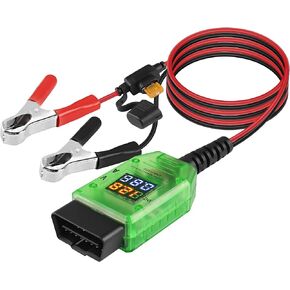 MEIRIYFA OBD2 Car Battery Change Saver Memory Vehicle ECU Emergency Power Supply Cable Replacement 12V Digital Display OBD II Battery Leakage Detective Kit with 5A Fuse