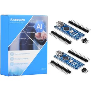 2-Pack Nano Board, Aideepen V3.0 Nano ATmega328P CH-340 Development Board without Cable MINI USB port with 30 PIN Headers Pin Unsoldered