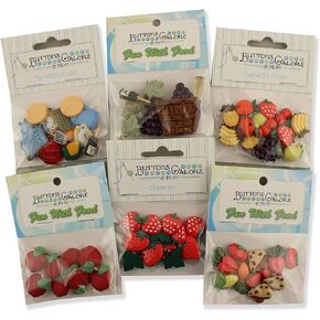 Buttons Galore Food Button Theme Packs-Set of 6
