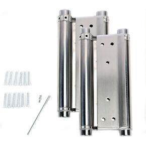 Pair of 8" Heavty Duty Double Action Spring Hinges, Self Closing Door Hinges for Cafe Saloon Pub Swinging Doors, 201 Stainless Steel, Including Pins and Screws