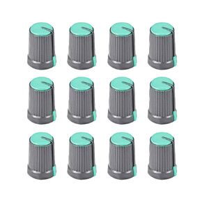 uxcell 12Pcs Potentiometer Volume Control Knob Cap Plastic Green 6mm Shaft Dia. Rotary Knob 12mm Dia. X 17mm Height